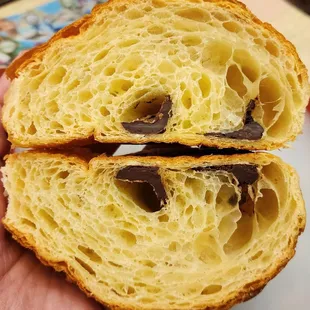 Cross section of the pain au chocolat, amazing lamination! (4/29/24)