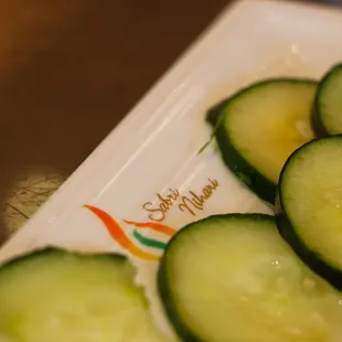 a plate of sliced cucumbers