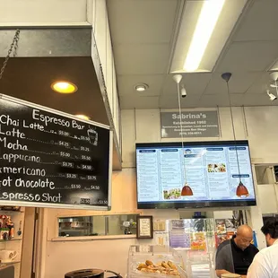 Inside menu and espresso bar