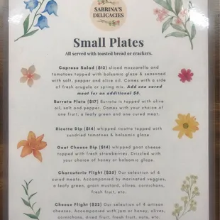 Small Plates Menu