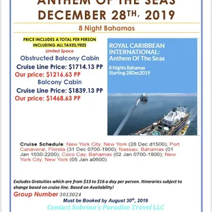 Save hundreds by booking into my group pricing!!
Contact me today, they sell out fast! 
Put your deposit down &amp; make payments.