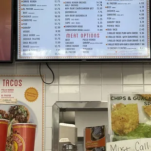 Menu with updates pricing