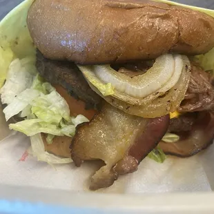 6/25/24 (tue): Company catered lunch service from SMK - The Smokehouse burger. Yums!