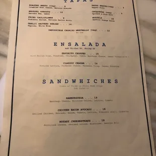 menu, sandwiches