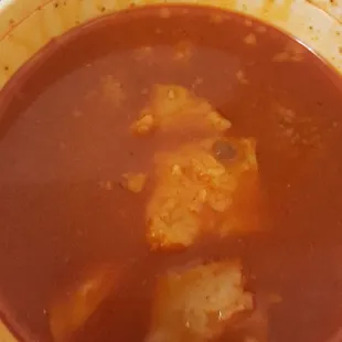 The menudo had such a great flavor and came with all the fixings and bread. I got it to go and the container fed 2 people