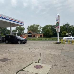 a car at a gas station