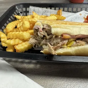 Cuban sandwich with fries