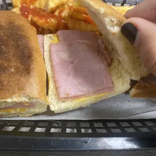 a ham and cheese sandwich