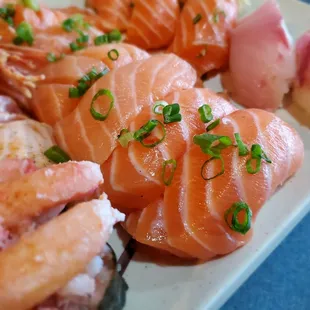 Torosake (salmon belly) nigiri sushi