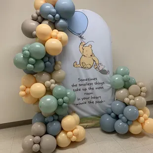 Backdrop Panel balloons for Winnie the Pooh themed Baby Shower