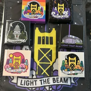Fridge magnets and light the beam garden sign