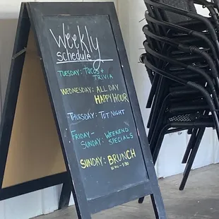 Weekly schedule of events