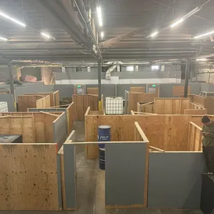 Our indoor field, that is perfect for fast pasted, objective based games.
Layout changes all the time, so come check it out!