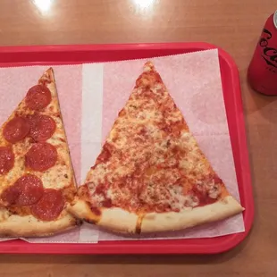 Visit 2 - the meal, with 2 very tasty slices of pizza - pepperoni and cheese - and a Coke Zero.