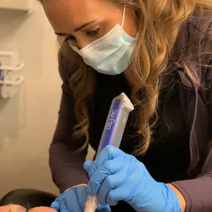 Lisa performing SkinPen