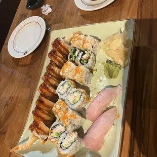 Lion king, hamachi, happy new year and California roll