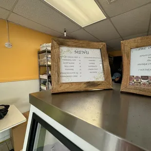 menus on the counter