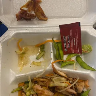 D1. Chicken Teriyaki Dinner The chicken was like chewing shoe leather, extra dry and old