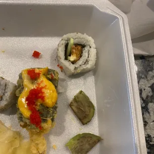 Sushi was sub par with over ripened avocado. What a waste of money