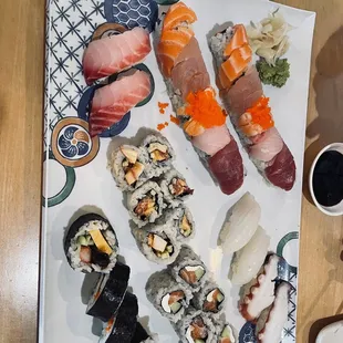 a variety of sushi on a plate