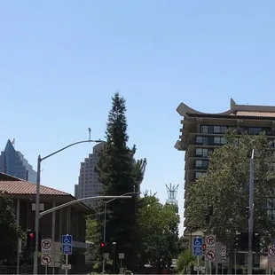 a view of the city from across the street