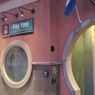 the entrance to the building