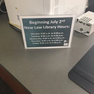 New hours effective July 2, 2018