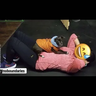 Coach Coco making sure my form is correct