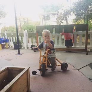 My son learned to ride a bike at the school