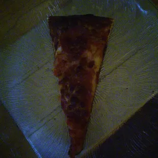 a slice of pizza on a plate