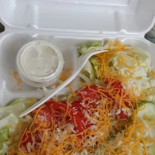 Garden salad. With ranch :/  I ordered blue cheese. I hate ranch. I'm guessing they didn't have blue cheese.