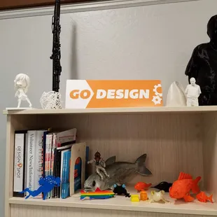 A few more toys and resource materials in the 3-D print lab.