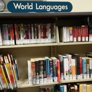 Lots of foreign language books and DVDs for kids.