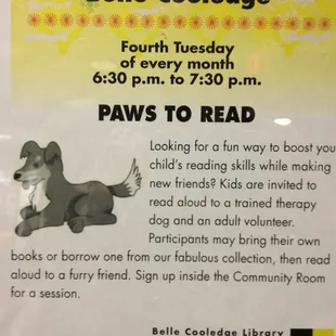 Read to a trained therapy dog!