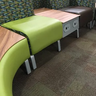 Multiple charging stations through the library.