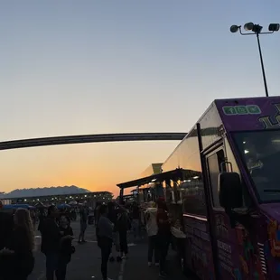 Sunset among food trucks