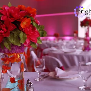 Sacramento Turn Verein Banquet Hall | Pink Fuchsia Uplighting Brighten Up Event Lighting BrightenUpLighting.com