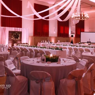 Turn Verein Sacramento Wedding Blush Soft Pink Uplighting | Brighten Up Event Lighting Florals by Esmae Event Floral Design