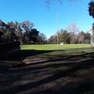 Nice big green field behind the hall