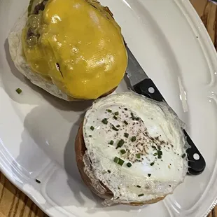 Cheeseburger with a fried egg - get your protein!