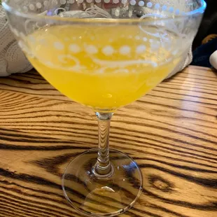 Mimosa...and the glass is so cute!