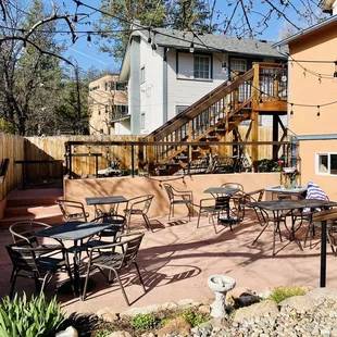 Outdoor seating out back