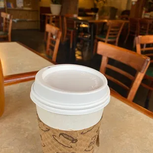 a cup of coffee on a table