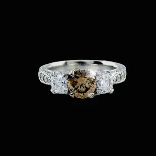 Cognac and white diamond platinum ladies ring - all hand made.