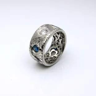 Blue and Colorless Signature Sacred Jewels of Mu Gents Ring