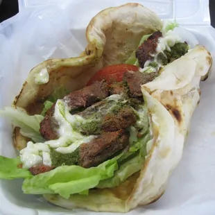 Beef naan wrap.