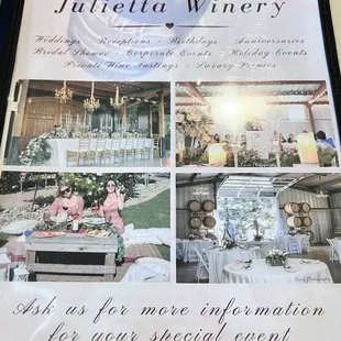 Julietta Winery - menu