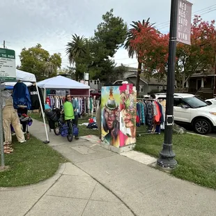 a variety of clothing on display