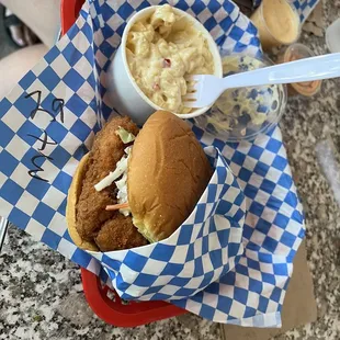 Chicken Sando meal with Mac n Cheese.