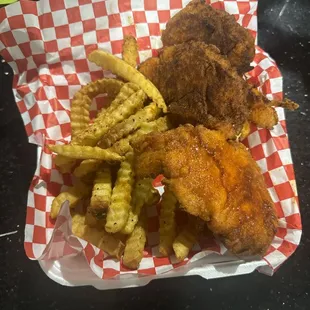 3 tenders w/ fries (must add fries to order!) HOT seasoning